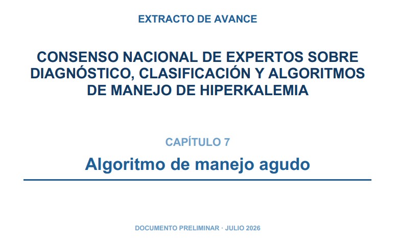 Fundación Pro Salud Renal comparte capítulo preliminar de manejo agudo de Hiperkalemia ante situación de emergencia